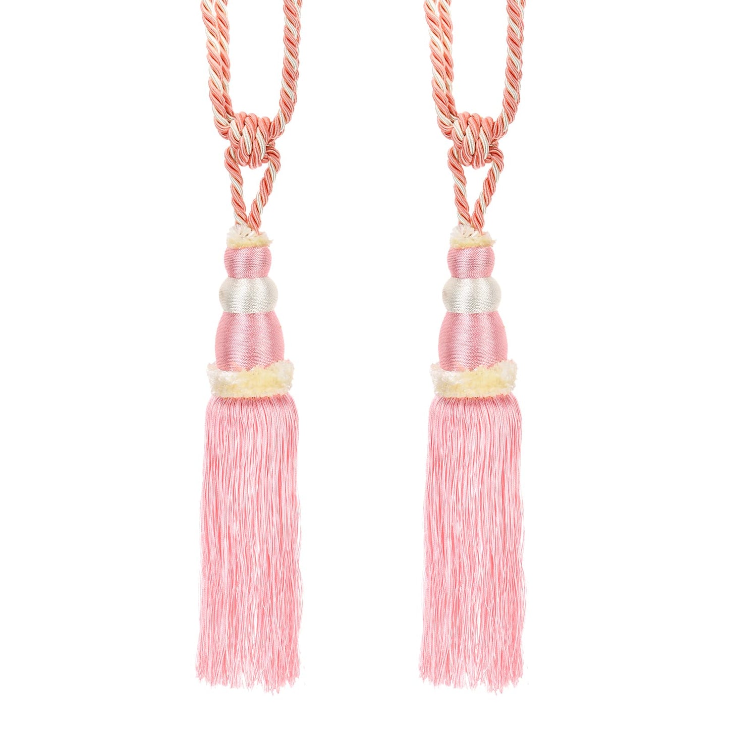 PATIKIL Curtain Tassel Tiebacks, 2 Pack 28" Gourd Shape Curtain Holdbacks Rope with Tassel, Handmade Tie Backs Window Drapery Decorative Rope for Home, Cafe, Office, Pink