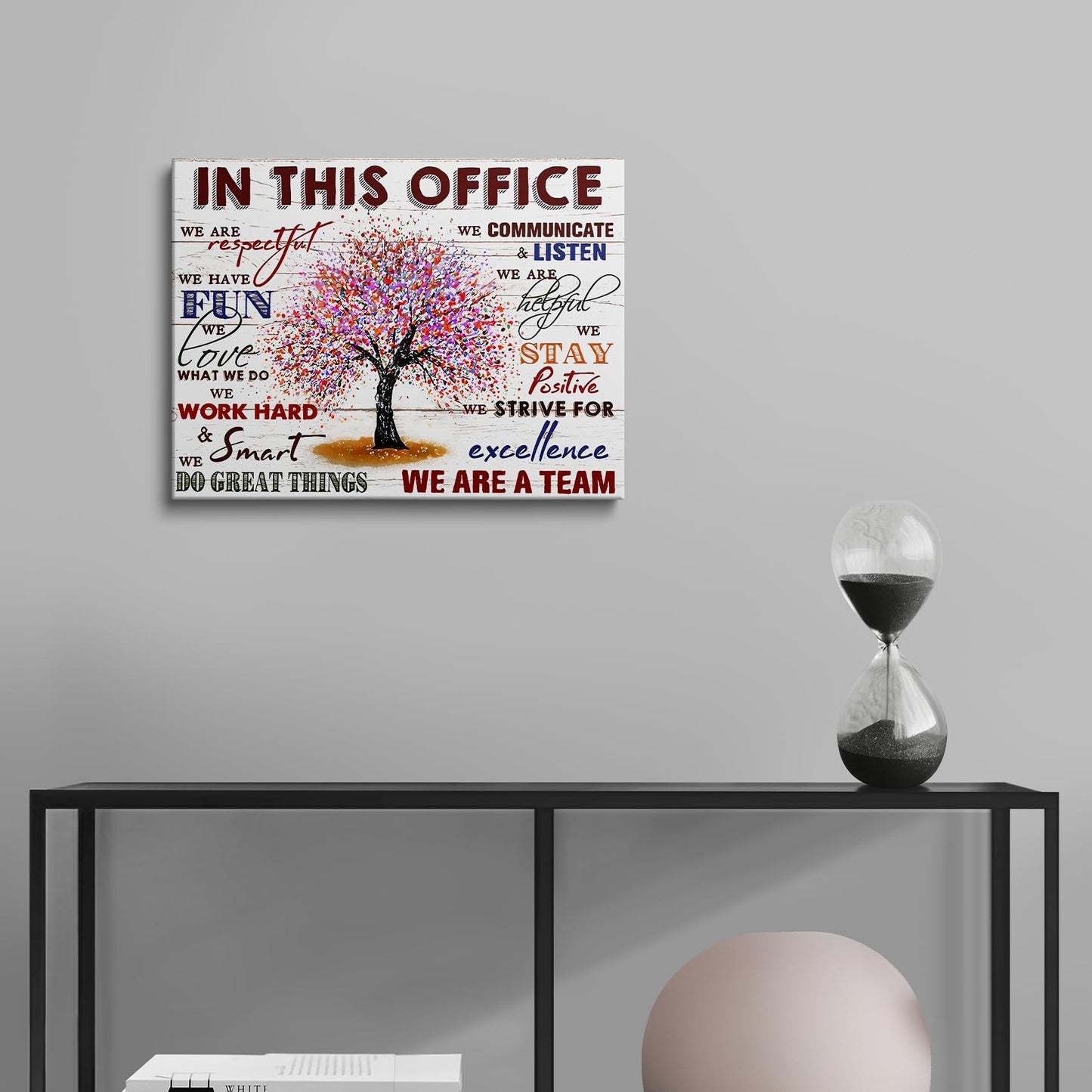 HDXUFJQ Office Inspirational Wall Art In This Office Canvas Wall Decor Team Rules Motivation Positive Quotes Pictures Prints Teamwork Painting for Home Office Ready to hang(12"x16")