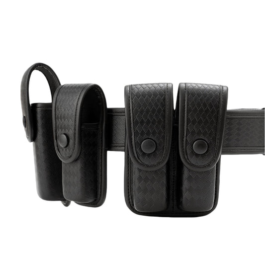 TACNEX Double Magazine Pouch for Duty Belt Pistol Mag MOLLE Holster Basket Weave Mag Holder Handgun OWB Mag Carrier Compatible w/ .380, 9mm & 40 Cal Police Law Enforcement Security Gear Accessories
