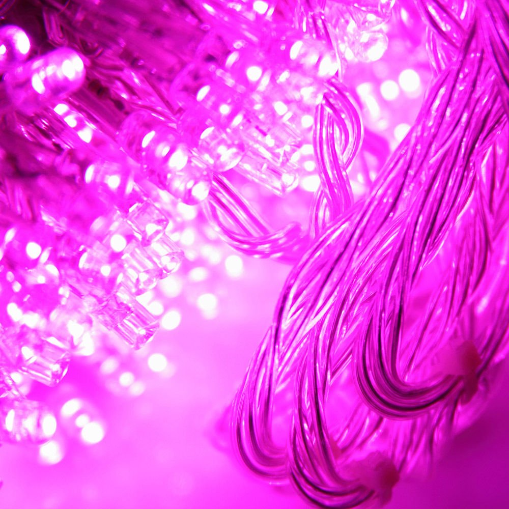 Lainin 3.5M/11ft 96 LED Linkable Fairy Curtain String Light with 8 Modes Memory Functional Controller for Indoor/Outdoor/Patio/Wedding/Christmas Party Holiday Decoration (Pink)