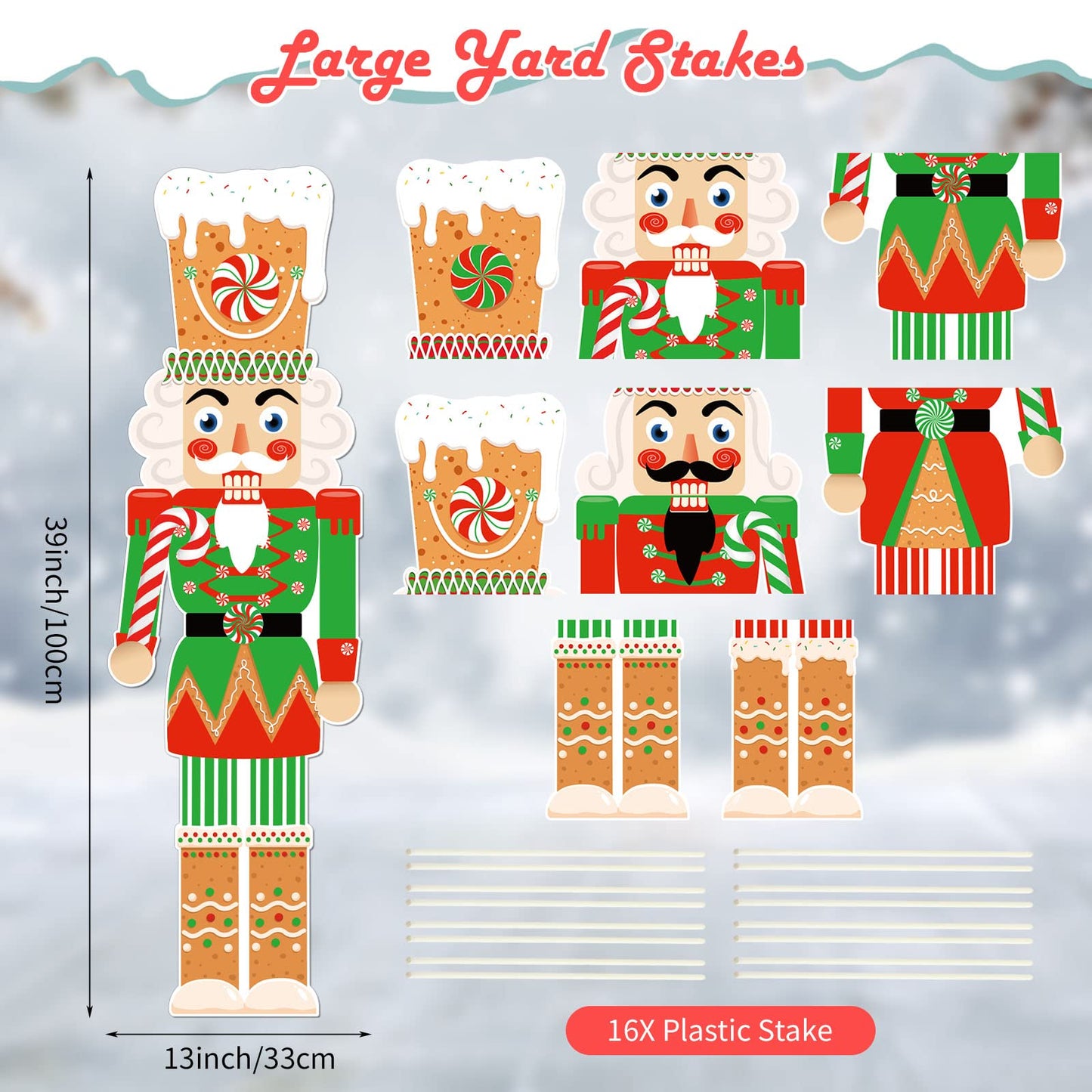 Capoda 2 Pcs Large Christmas Nutcracker Yard Sign with Stakes 39 x 13 Inch Outdoor Nutcracker Christmas Decorations Xmas Soldier Outdoor Signs Decor for Yard Garden Lawn Porch(Classic)