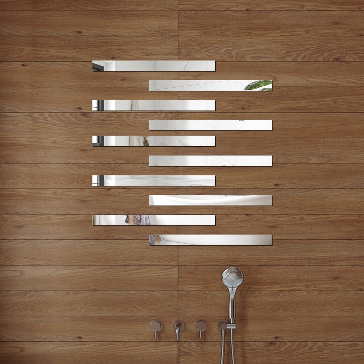 OUTANA Acrylic Wall Decor, Peel and Stick r Strips, Vertical Tiles for Entryway, Bedroom & Bathroom, Shatterproof Wall Decor for Small Spaces, Gold Silver Black (20, Silver)