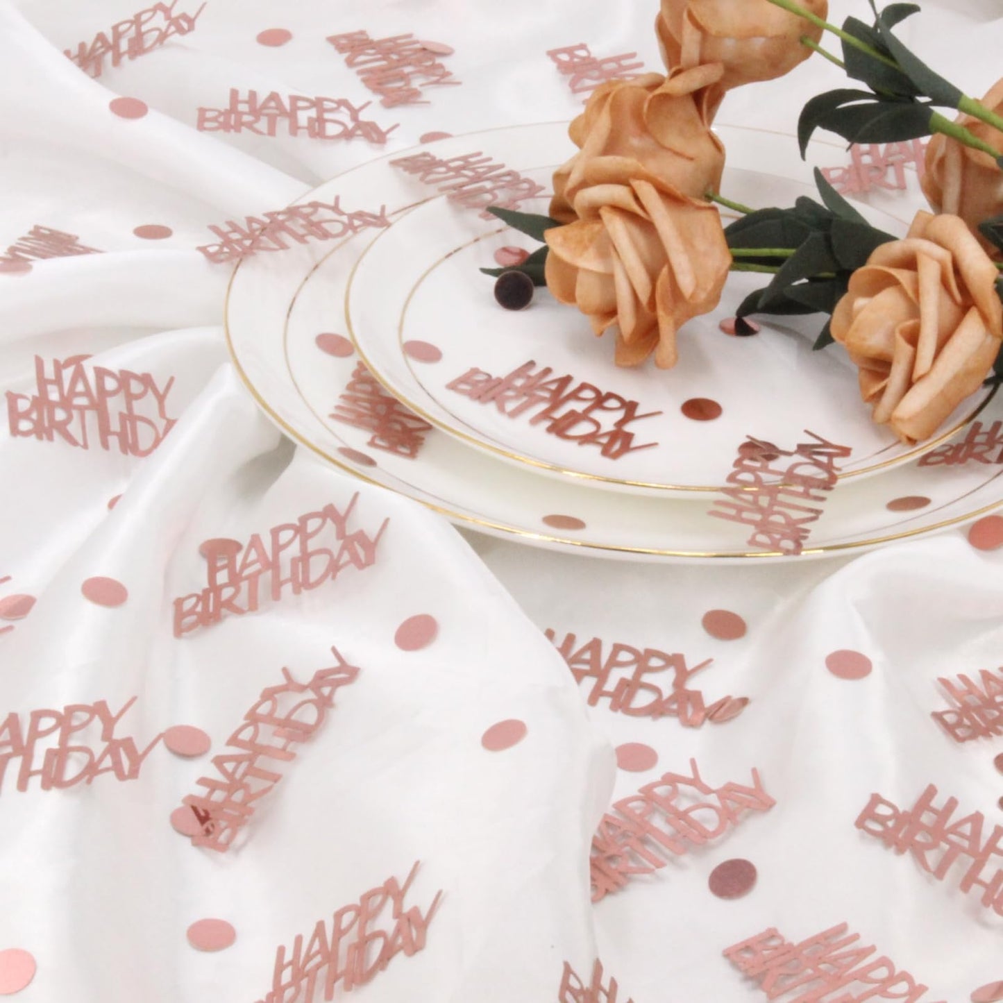 Blopee Rose Gold Birthday Confetti - 270 PCS Glitter Happy Birthday Decorations for Table