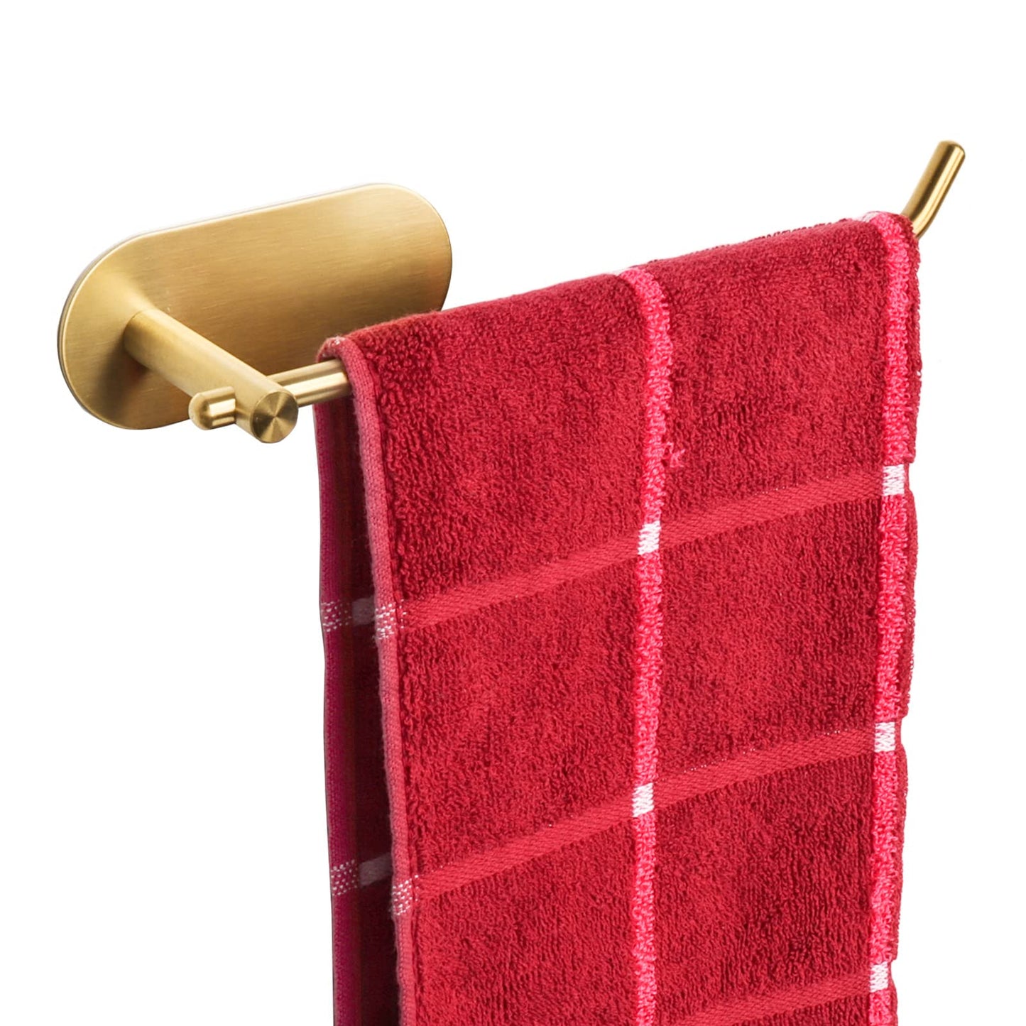 TocTen Hand Towel Holder/Towel Ring, No Drilling Stick on Wall Hand Towel Bar, SUS 304 Stainless Steel Hand Towel Rod, Strong Self Adhesive Hand Towel Rack/Hanger for Bathroom Kitchen (Brushed Gold)