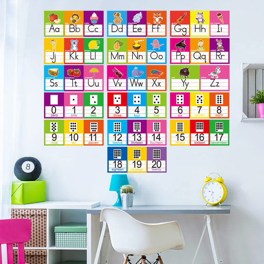 OUNENO Alphabet Line Bulletin Board Set ABC Number 0-20 Wall Decorations for Pre-School Kindergarten Elementary Classroom Nursery Homeschool