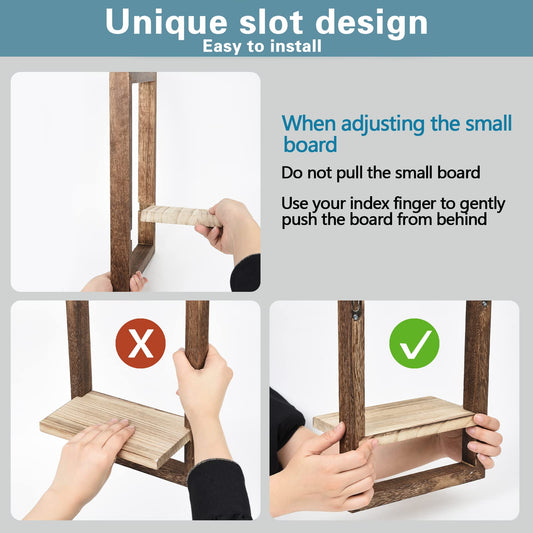 idee-home Floating Shelves for Wall, Rustic Square Hanging Floating Shelves Set of 4 Wood, Wall Decor Mounted Bathroom, Living Room, Kitchen Storage