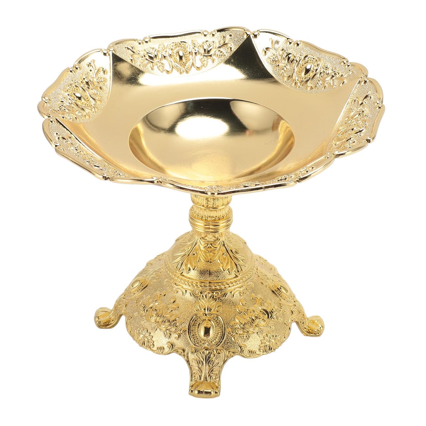 Fruit Plate European Style Fruit Tray Snack Tray,Fruits Basket Ornaments Food Serving Tray, Metal Zinc Alloy Snack Nut Food Serving Storage Rack Dining Table Decor for Desktop Decoration(Gold)