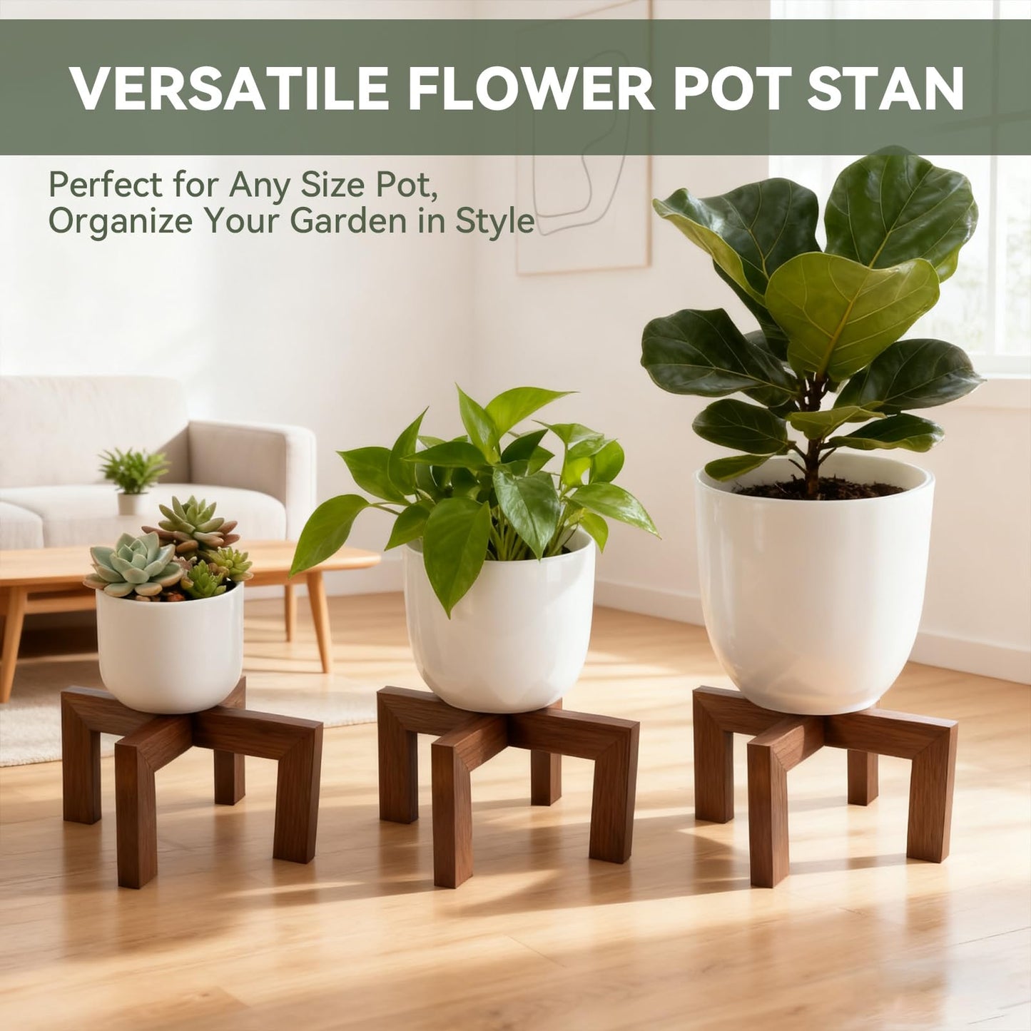 Nipyata Plant Stand Indoor, Large Wooden Plant Stands, Plant Risers for Inside Pots, Flower Stand Holder, Fit Most Size Flower Pots In Room