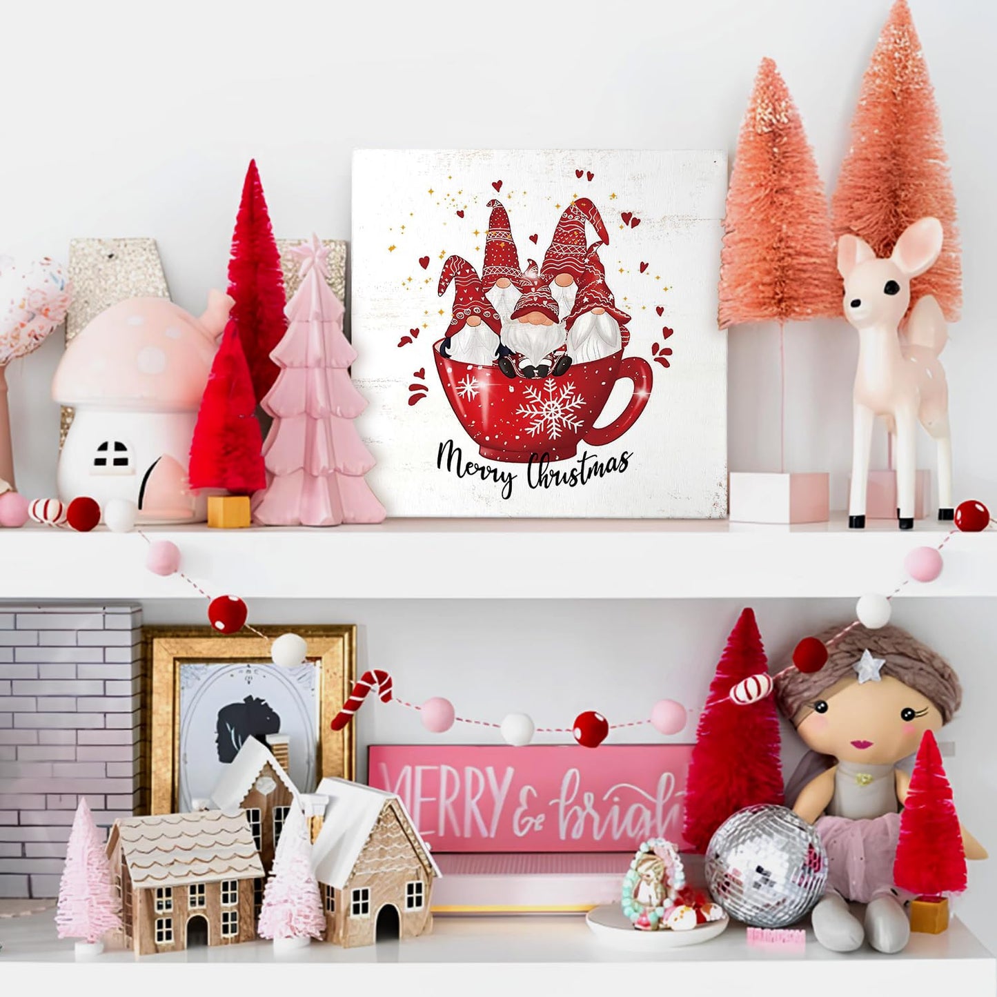 Mtrgdn Merry Christmas Decorations - Wooden Plaque Sign for Home, Table