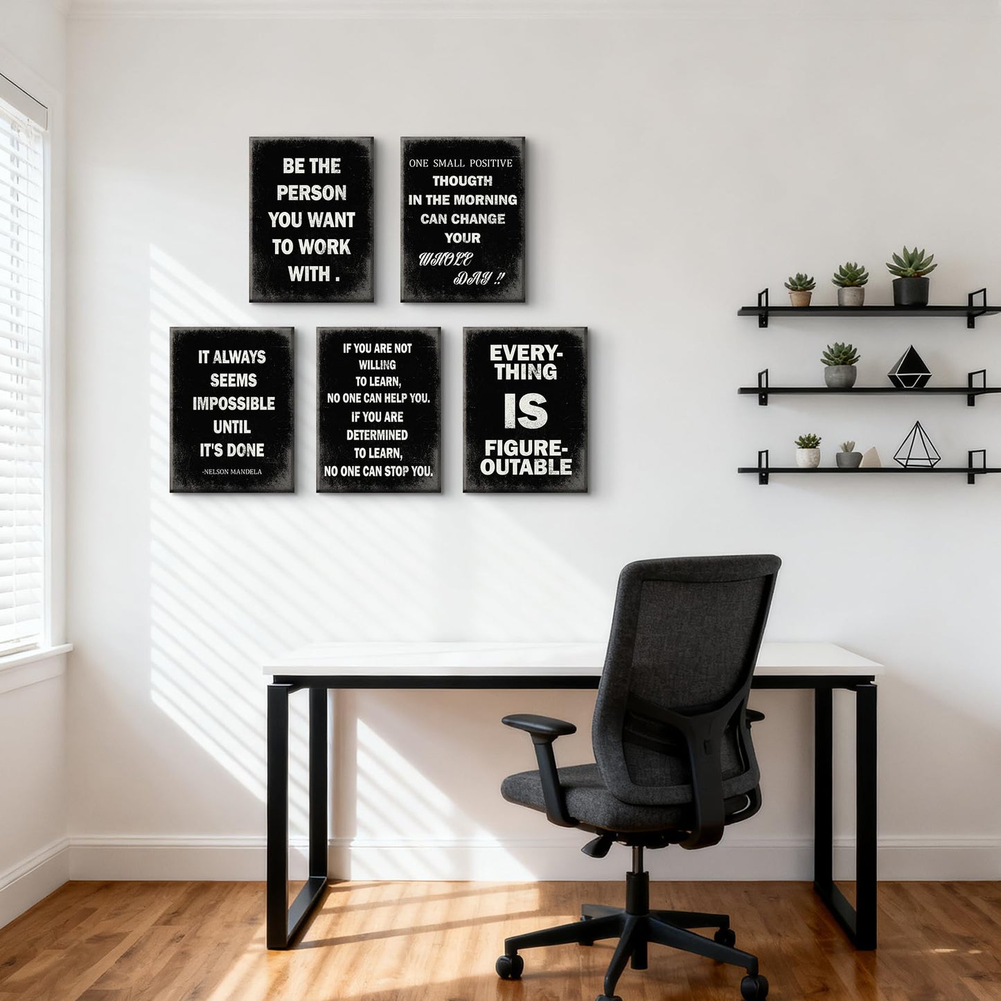 Inspirational Office Wall Art Classroom Motivational Wall Decor Positive Quotes Posters Prints Encouragement Affirmation Paintings Sayings for Entrepreneur Pictures Ready To Hang 12x16in
