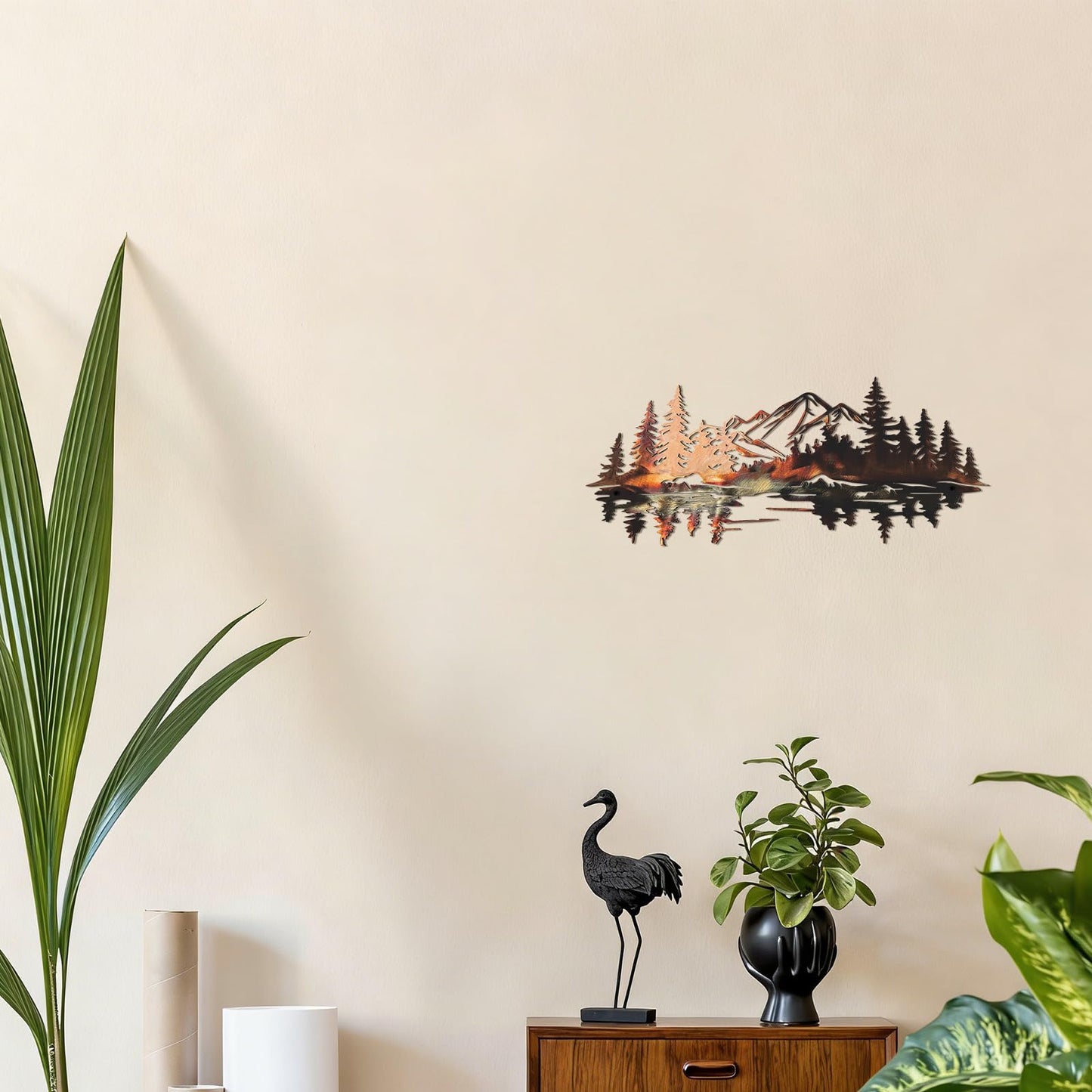 Novabright Mountain Reflection Wall Art Natural Metal Landscape Wall Decor Modern Rural Aesthetic Mountain Art Decoration for Living Room, Bedroom, Office, 6.3 x 13.8 Inches