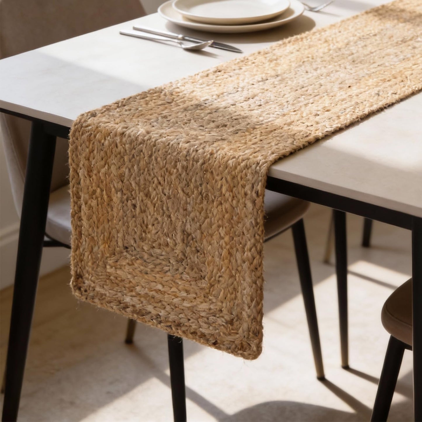 Craft Trade Jute Braided Table Runner for Wedding Parties Rustic Farmhouse Vintage Dining Sisal Weeker Woven Handmade Natural Dining Runner - 13x48 Inch, Rectangle