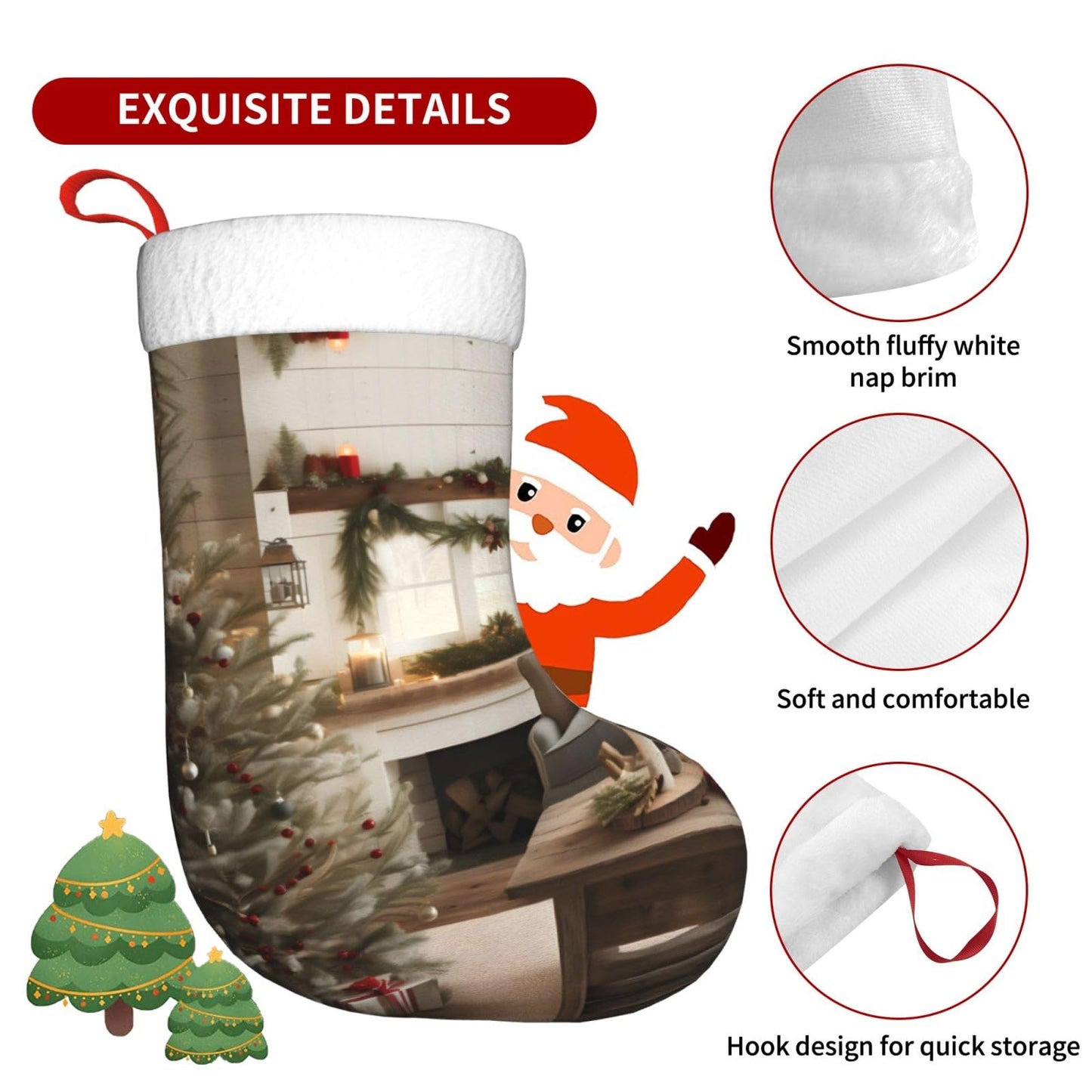 KOPUUYRD Farmhouse Christmas Parrern Print Luxurious Holiday Socks,Unique Christmas Socks for Joyful Season,Festive Ornament Classic