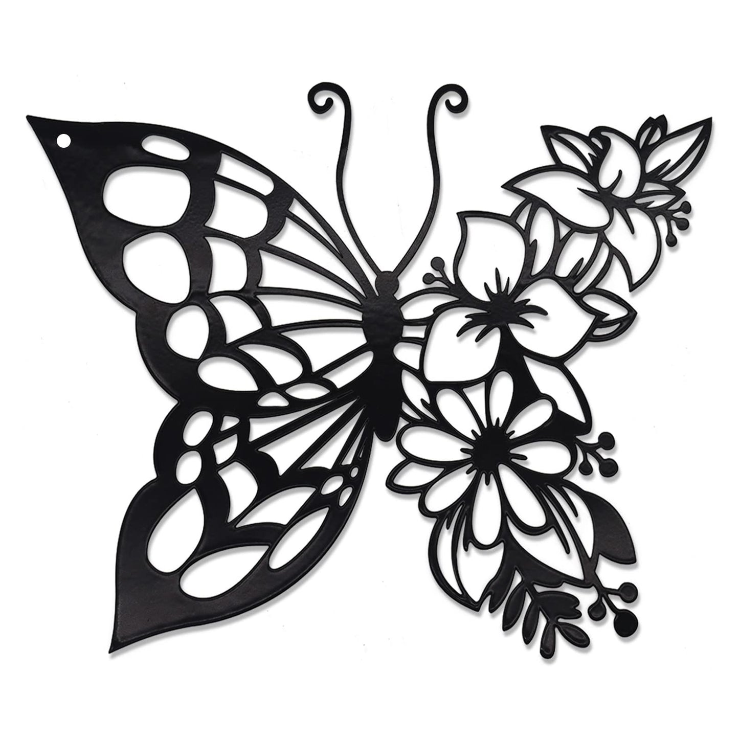 EZ4ENCE Butterfly Decoration Wall Art Boho Home Decor Hanging Appearance Metal Flower for Bedroom Living Room Wall,Black(Medium)