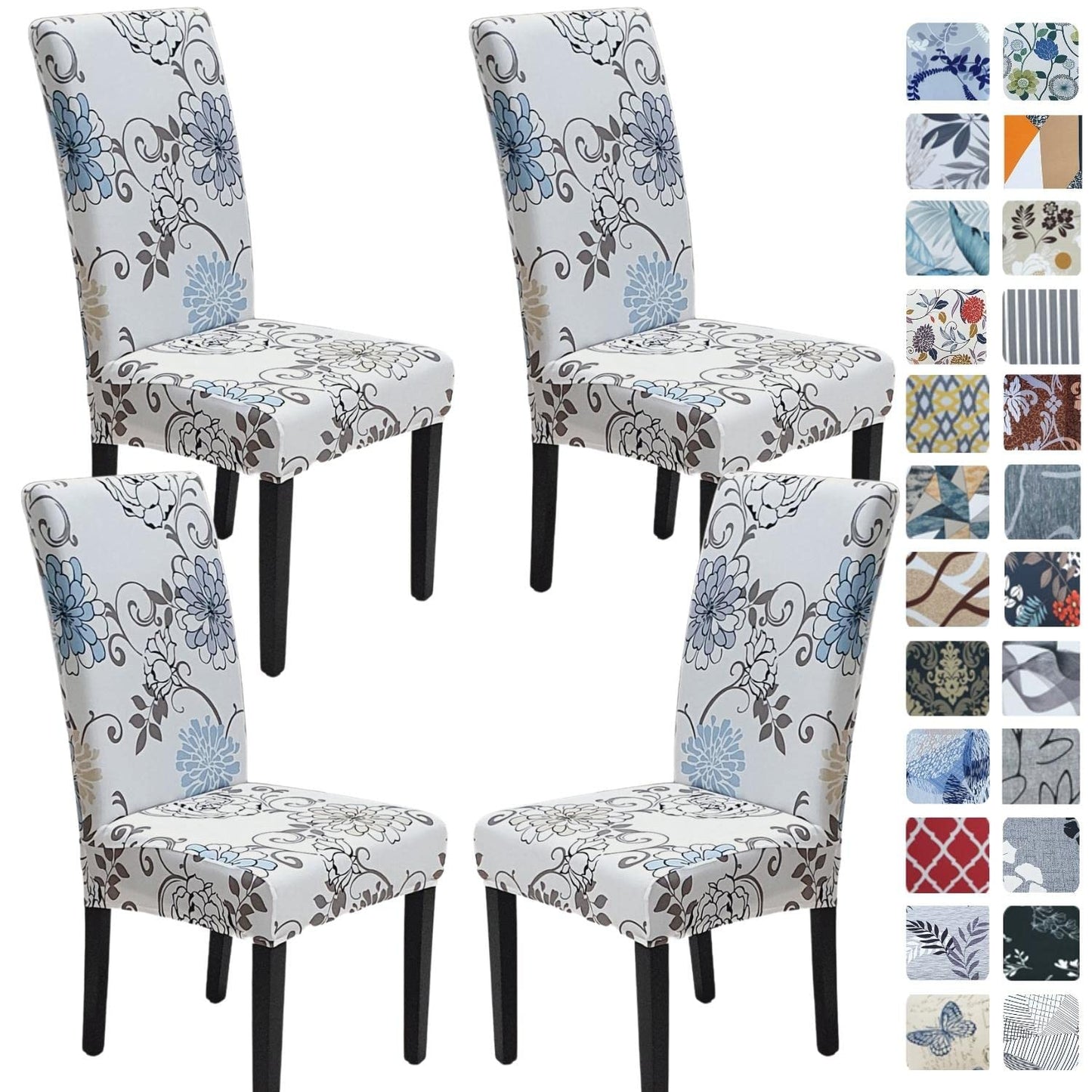SPRINGRICO Chair Covers for Dining Room Set of 4, Stretch Dining Chair Cover, Washable Spandex Kitchen Parsons Chair Slipcovers, Removable Seat Protector for Home or Party (4 Pack, FLORAL5)