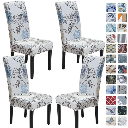 SPRINGRICO Chair Covers for Dining Room Set of 4, Stretch Dining Chair Cover, Washable Spandex Kitchen Parsons Chair Slipcovers, Removable Seat Protector for Home or Party (4 Pack, FLORAL5)