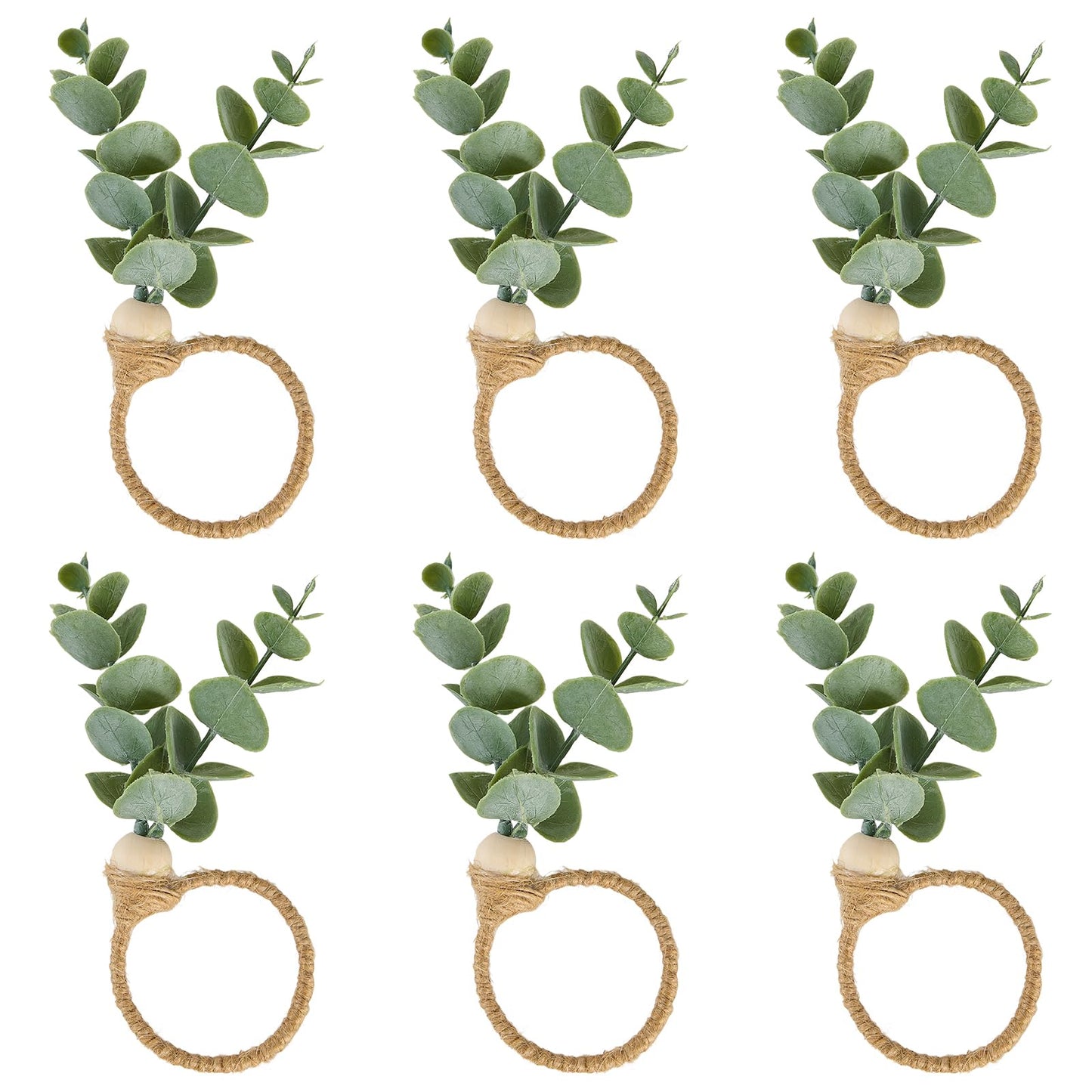 APTWOW Napkin Rings Set of 6, Easter Napkin Rings, Wood Bead Farmhouse Napkins Rings for Weddings Easter Party and Easter Table Decoration