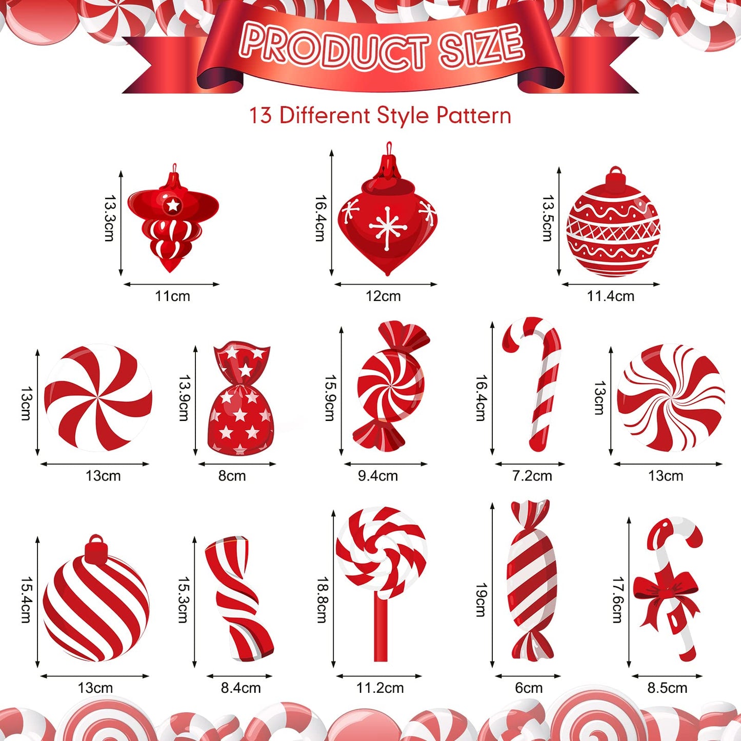 Funrous 56 Pcs Christmas Peppermint Candy Hanging Swirls Decorations Red and White Holiday Party Streamers for Home Winter Holiday Christmas Party Decor(Red White)