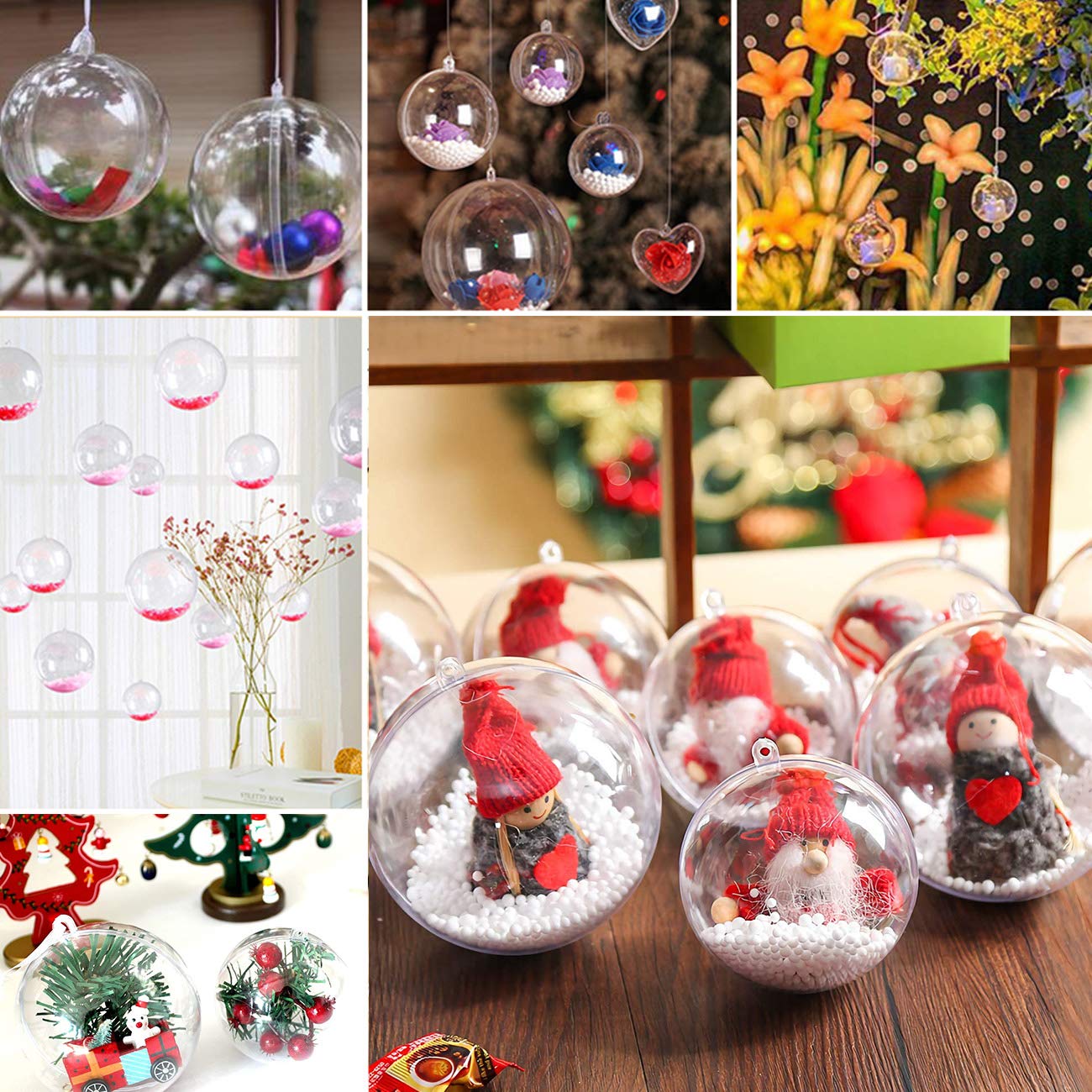 UCSAJI 25PCS Plastic Christmas Ball Ornaments, Clear Shatterproof Xmas Tree Balls, Hanging Ornament for Home Decoration