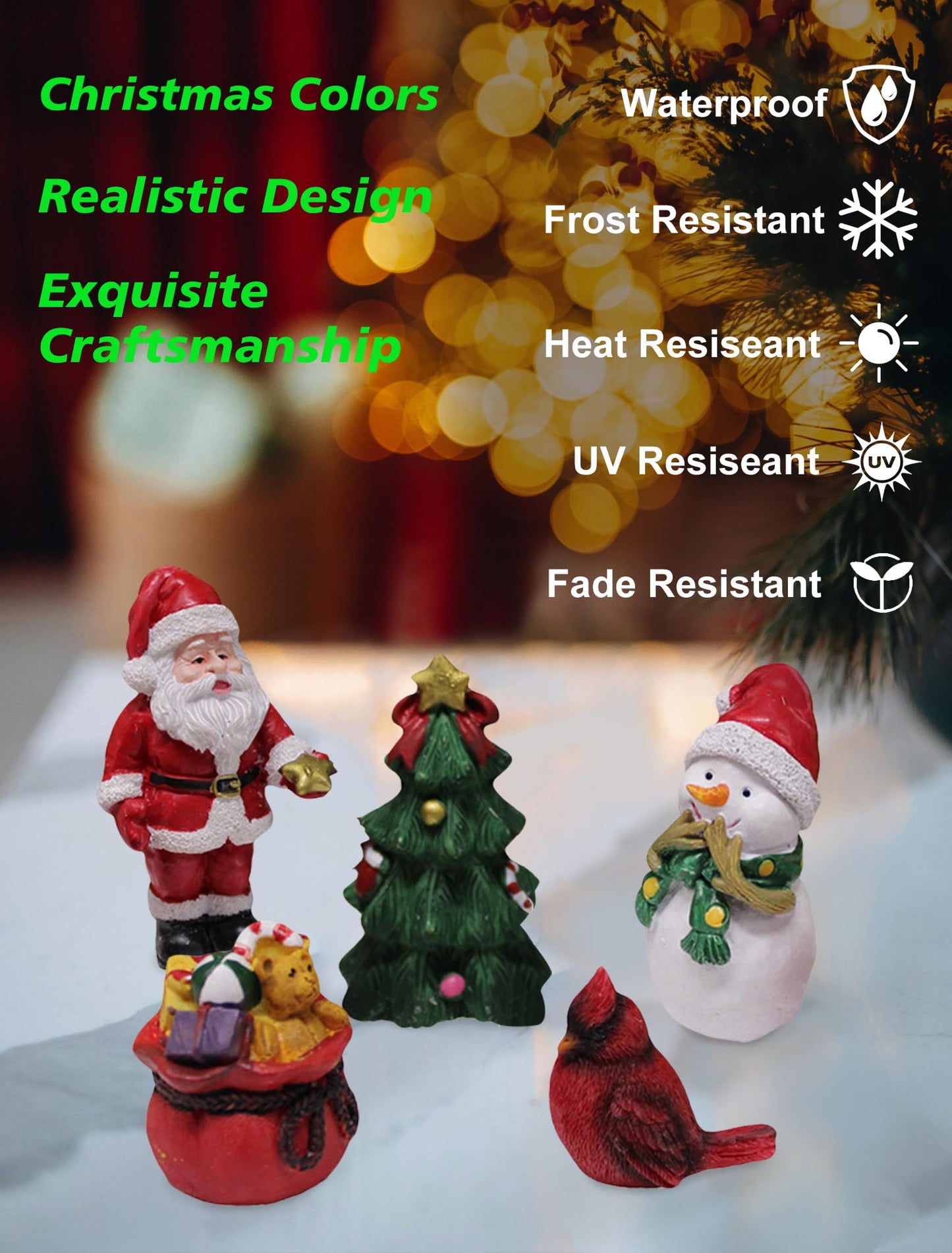 Lamnes Christmas Miniature Figurines, Small Resin Santa Claus Ornaments Christmas Miniature Ornament Resin for Winter New Year Holiday Party Favors Decorations