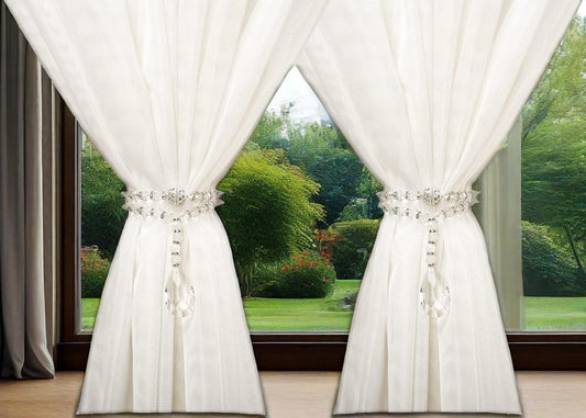 SUQ I OME 1 Pair of Luxury Crystal Beaded Magnetic Curtain Tieback and Holdback Curtain Clips Curtain Buckle Curtain Holder Blingbling Curtain Holdbacks for Drapes,Crystal