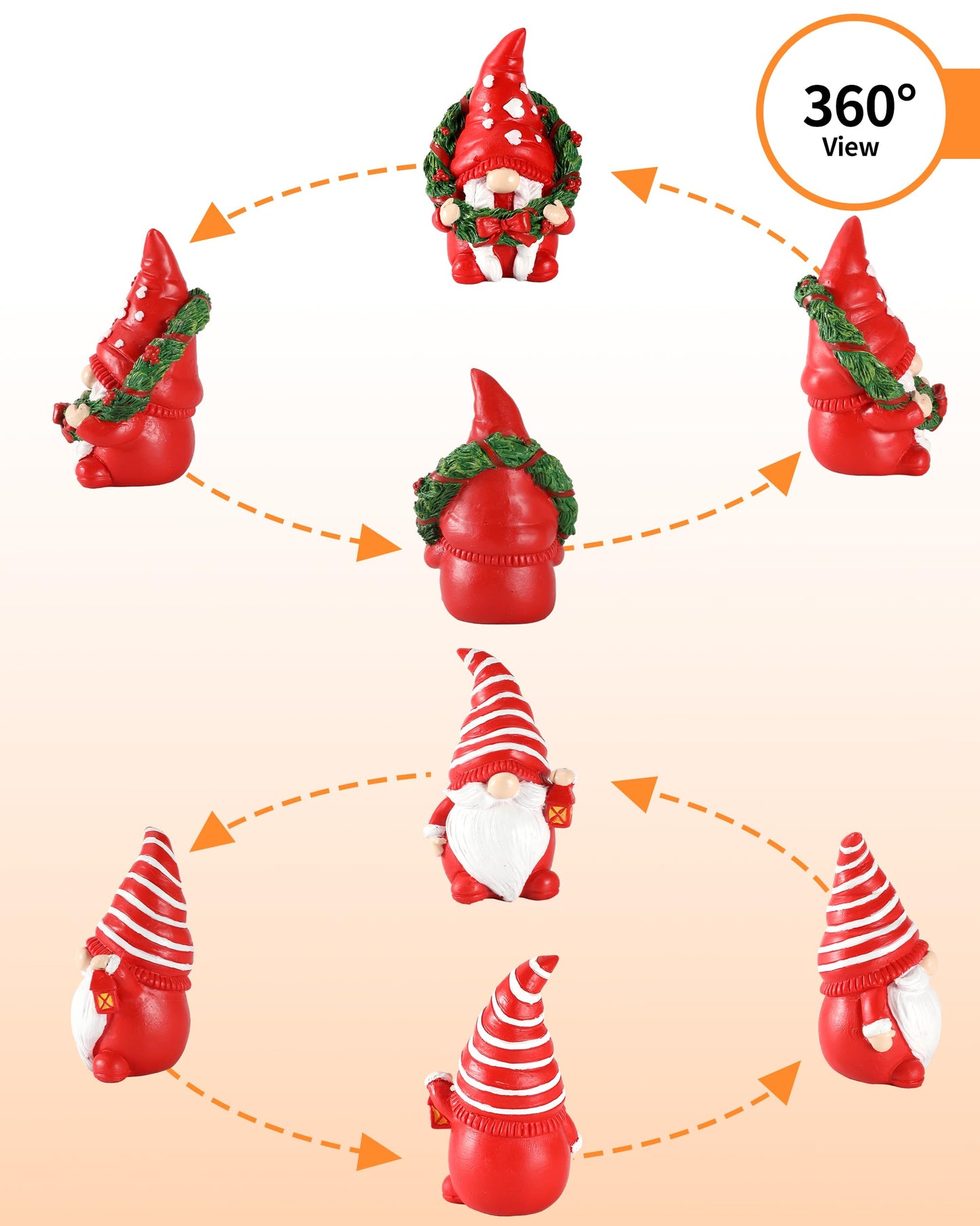 iStatue Set of 2 Resin Christmas Gnomes, 4.3'' Adorable Hand-Painted Tabletop Tomte Collectible Figurines Christmas Decorations for Home and Garden (Xmas)