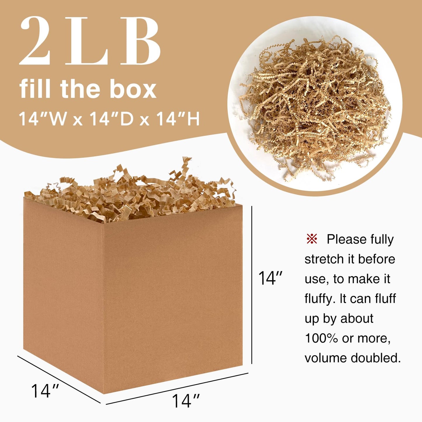 Corlcol 2LB Crinkle Cut Paper Shred Filler for Bag Gift Box Basket Confetti Paper Shreded Stuffing Decoration for Christmas Day Holiday Party(Kraft)