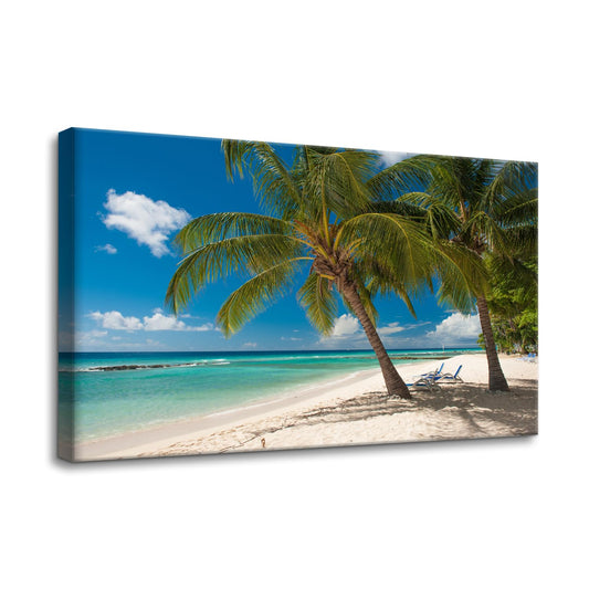 Pacimo Canvas Print Wall Art Tropical Beach Landscape Nature Photography Modern Home Decor Rustic Scenic Colorful Multicolor Beach Seascape Modern Artwork Stretch and Framed Ready to Hang 12"x18"