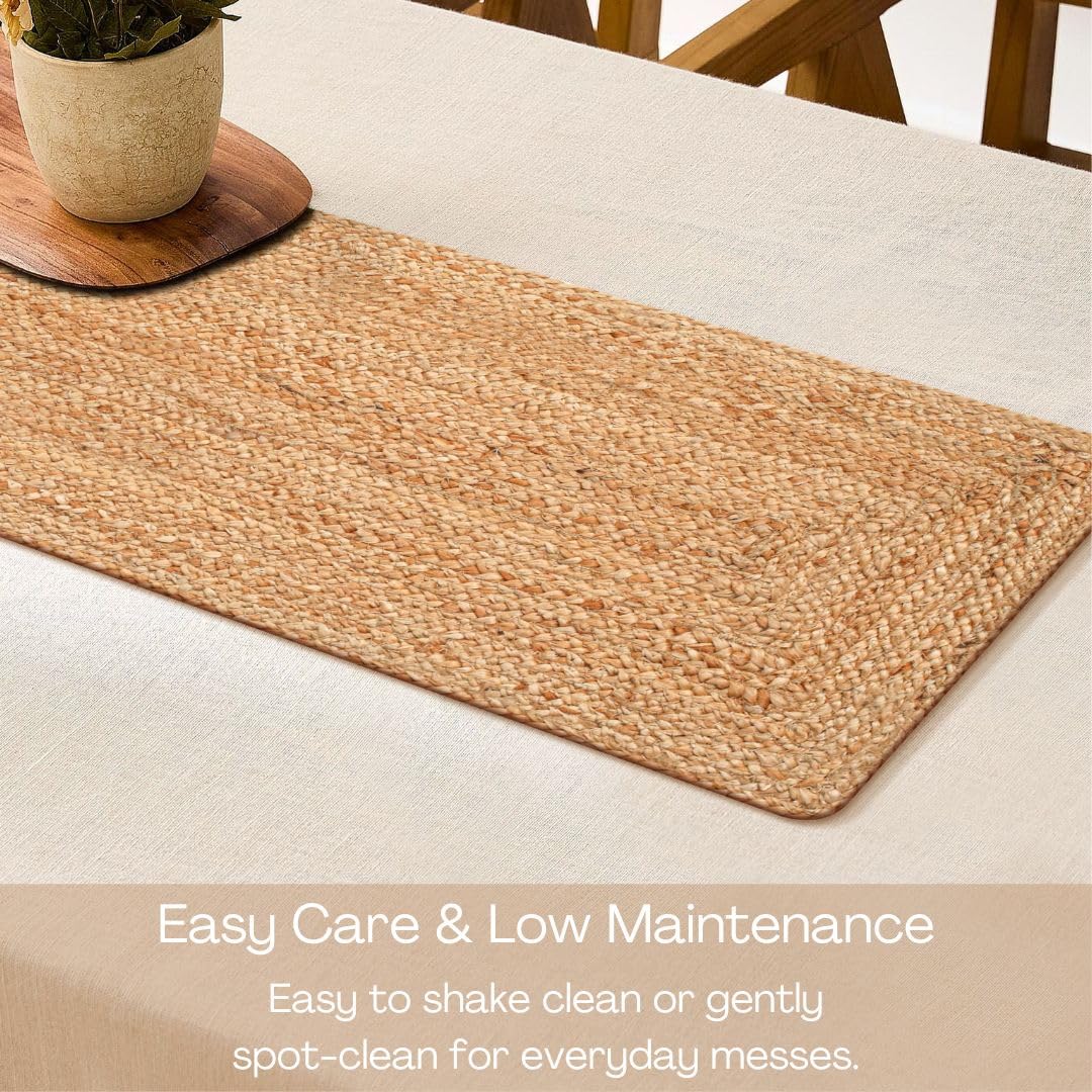 UNIQINNOW Farmhouse Jute Burlap Braided Table Runner 36 inches Long, 13x36 Natural Jute Braided Table Linens, 100% Jute Handcrafted Rustic Vintage Dining Table Runner Natural