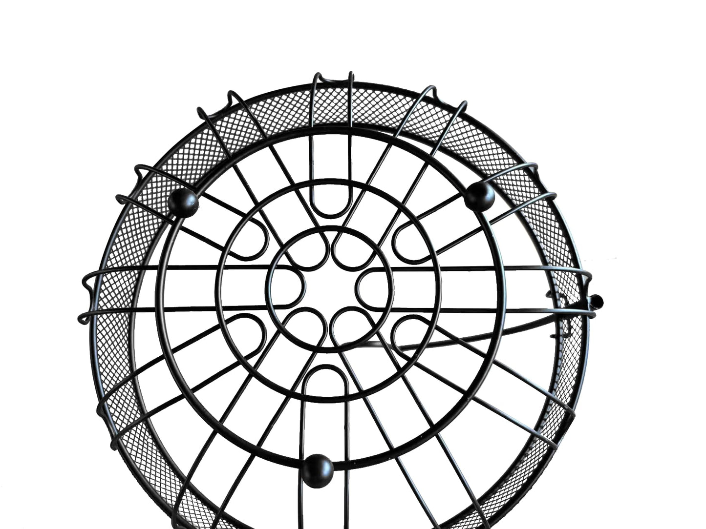 LANDTOM Black Creative Detachable Wire Mesh Side Banana Hook Fruit Basket High-grade Fruit Plate Fruit Basket with Handle Snack Rack Desktop Storage (Black, 28 * 27 * 35)