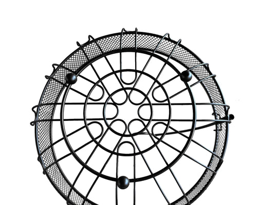 LANDTOM Black Creative Detachable Wire Mesh Side Banana Hook Fruit Basket High-grade Fruit Plate Fruit Basket with Handle Snack Rack Desktop Storage (Black, 28 * 27 * 35)