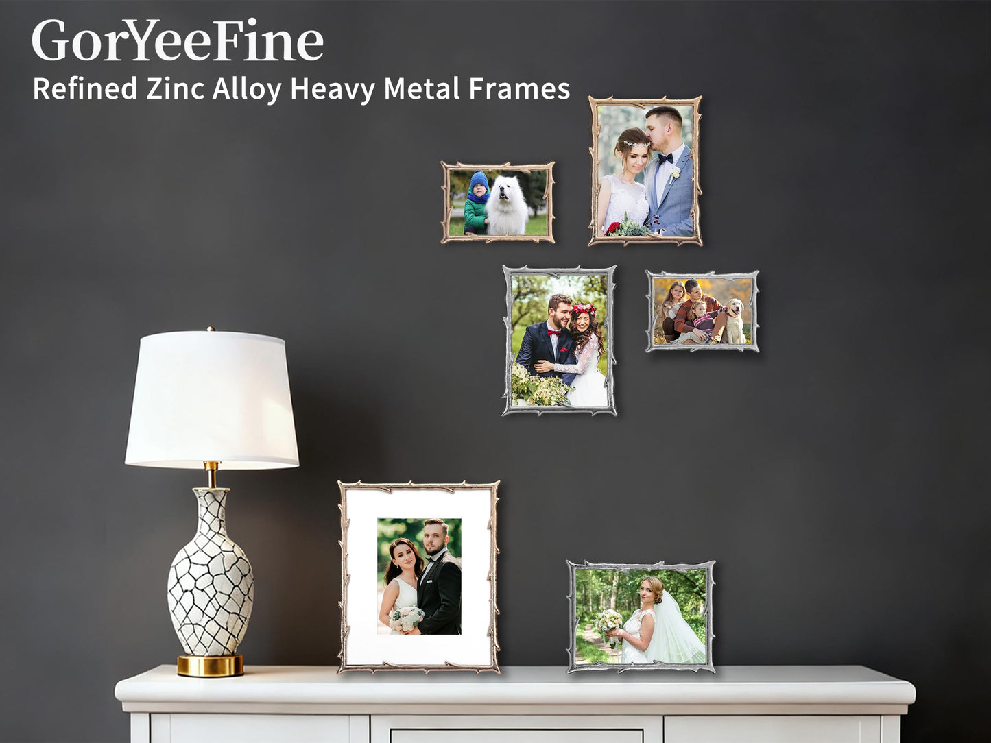 GorYeeFine 4x6'' Gold Tree Branch Picture Frame,Luxury Zinc Alloy Photo Frame with Velvet Backing & Tempered Glass,Wedding Gift/Home Decor for Cherished Memories