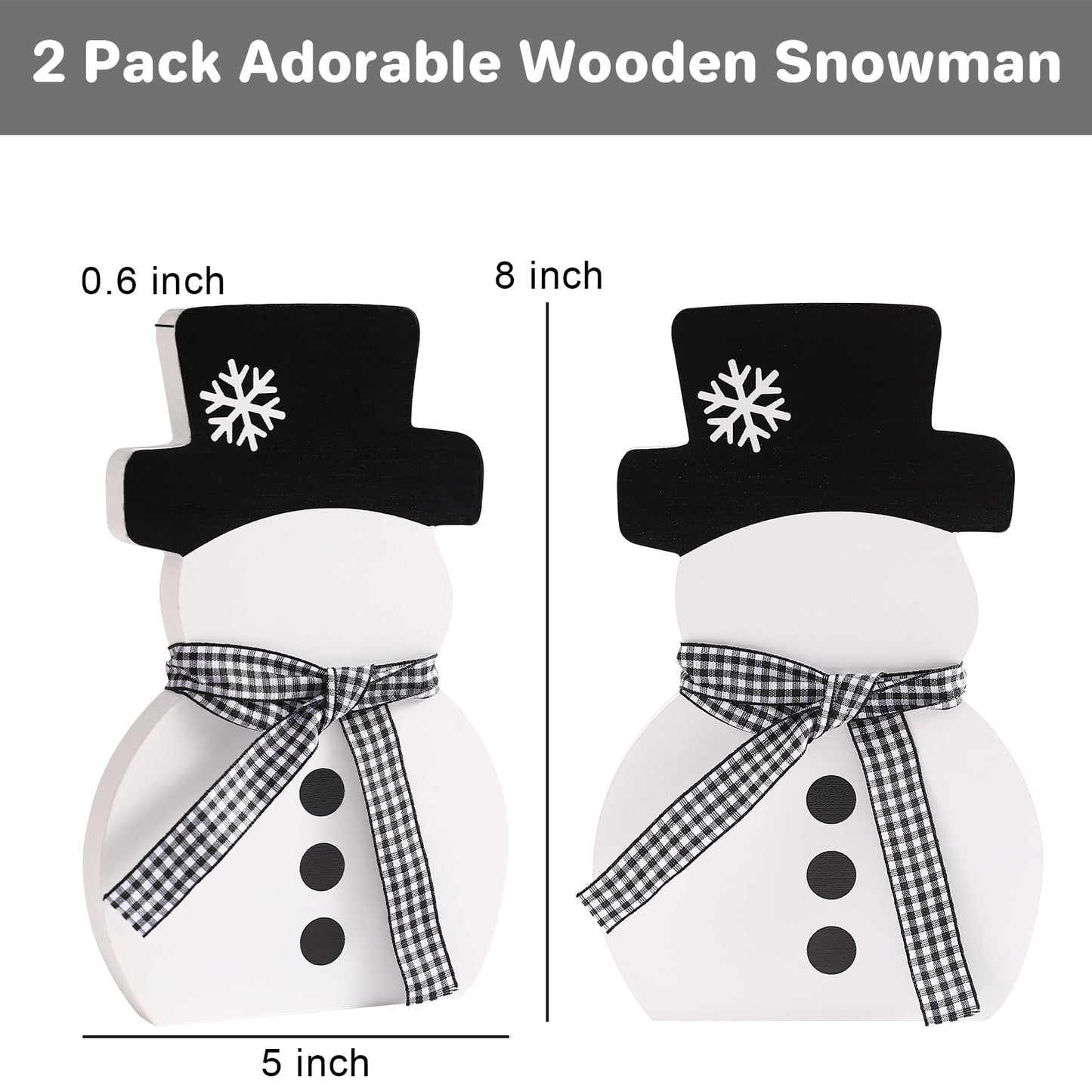 Christmas Decorations-2pcs Winter Wooden Snowman Signs Winter White Standing Farmhouse Snowman for Office Table Mantle Home Xmas Party Decor