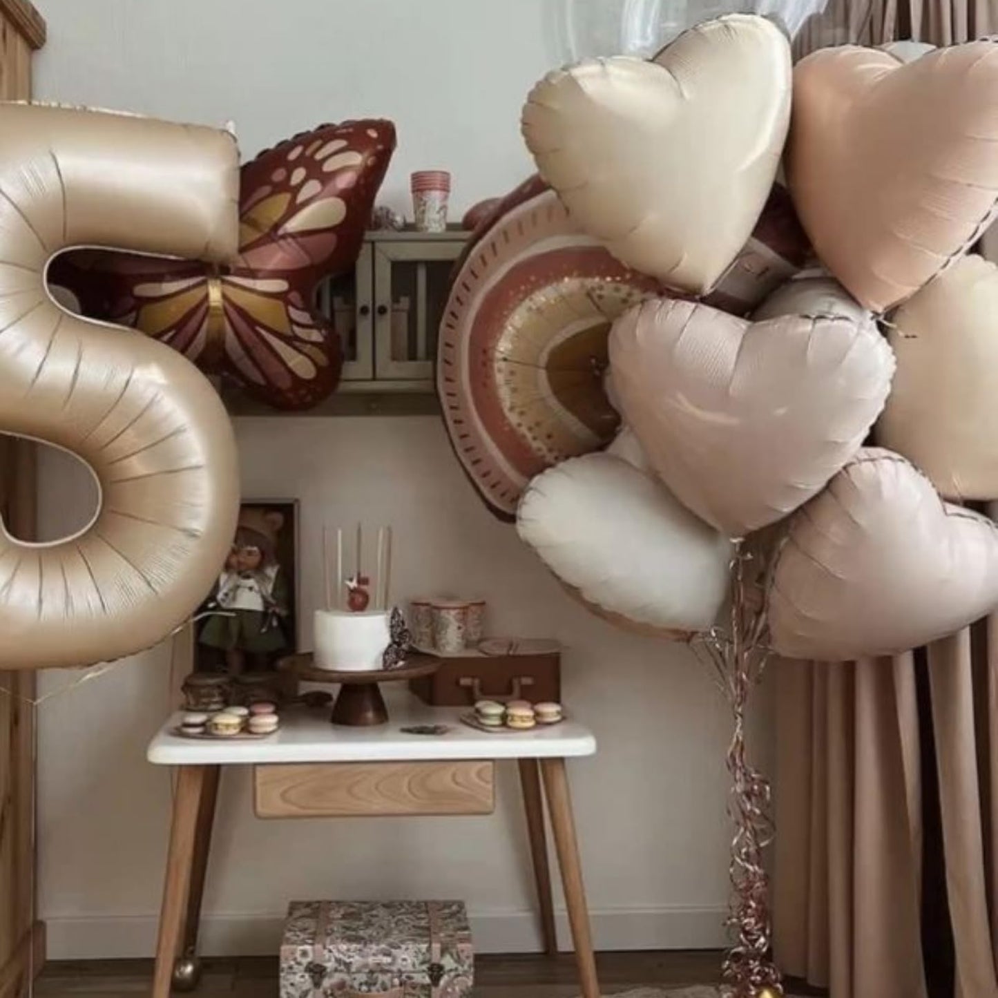 Brown Cream Heart Balloons, Heart Shaped Ballons, 20 Pcs 5/10/18 inch Apricot Beige Coffee Foil Love Balloons for Valentine's Day Wedding Engagement Bridal Showers Anniversary Celebrations