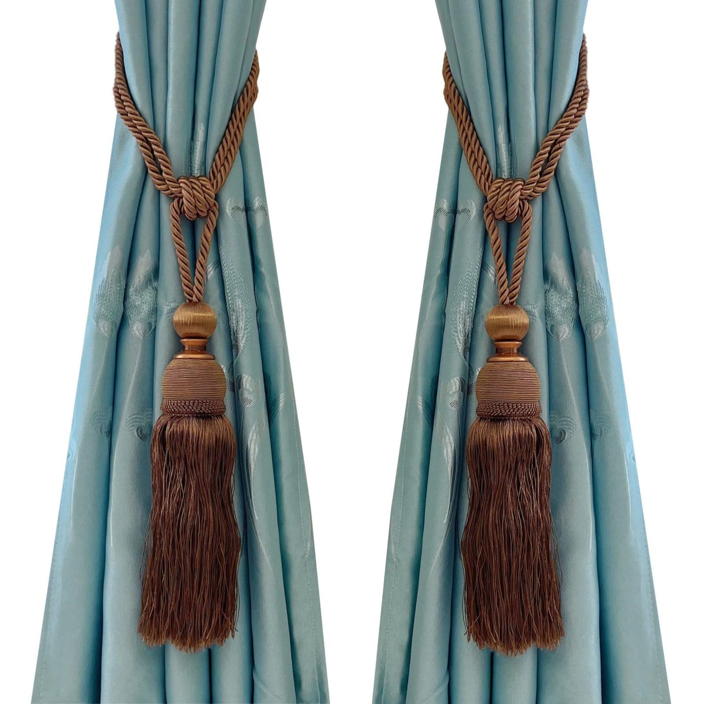 Selling Wonderful Curtain Holdbacks Curtains Tiebacks Home Decorative Braided Buckle Fastener Accessories Window Drapery Ball Tassels Tiebacks, Set of 2 (Coffee)