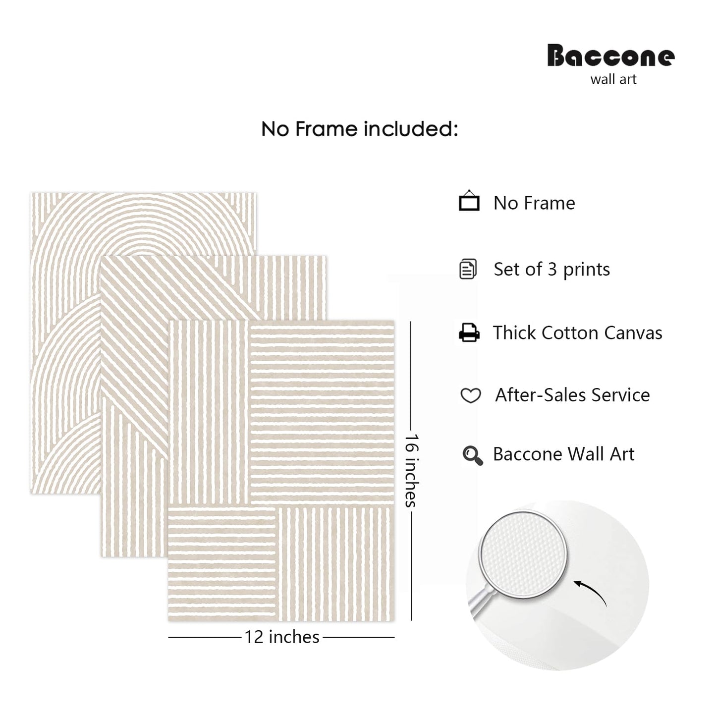 Beige Abstract Wall Art Pictures Set of 3 Boho Modern Canvas Wall Decor Neutral Line Wall Art Minimalist Art Abstract Beige Prints Painting Modern Artwork for Living Room Bedroom 12x16 Inch Unframed
