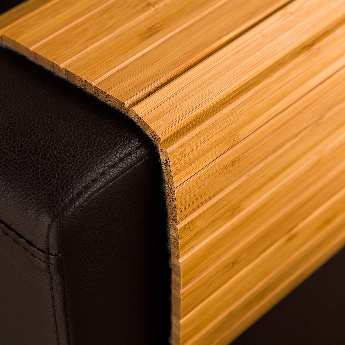 GEHE Sofa Arm Tray Table - Flexible/Foldable Couch Arm Table Perfect for Drink & Snacks Great Armrest Tray (16.5" L x 13.25" W x 0.35" H, Natural Bamboo)