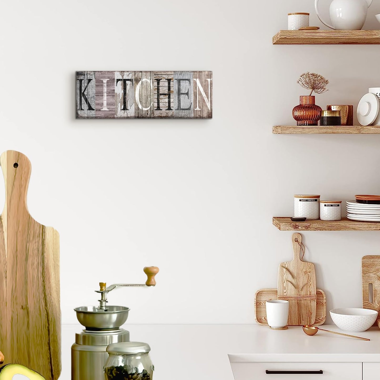 DCMVJHZV Kitchen Signs Canvas Wall Art Rustic Kitchen Wall Decor Retro Farmhouse Sign Print Quotes Painting Picture With Solid Wood Inner Frame Decor Ready to Hang(6"x16")