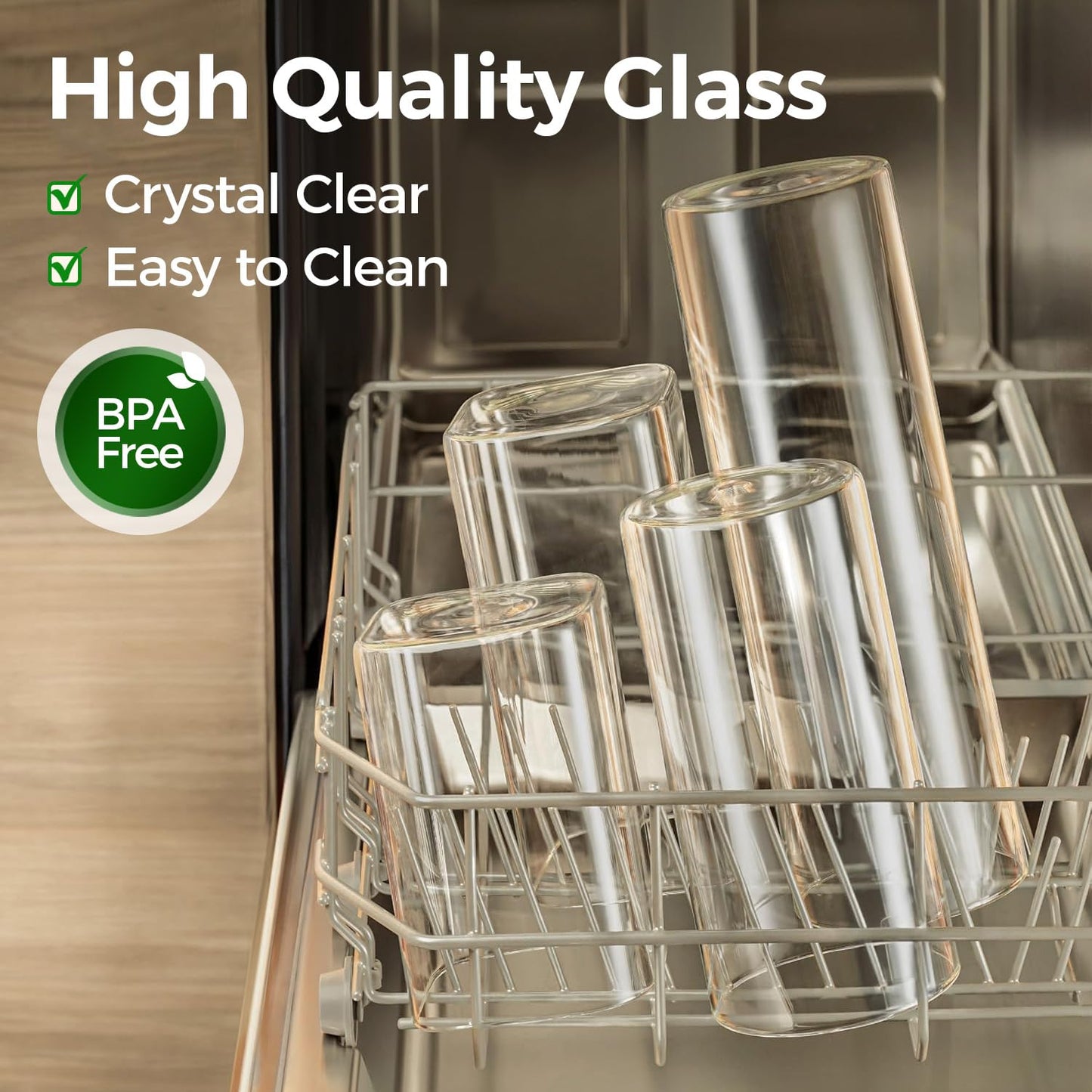 ComSaf Glass Storage Containers with Lids, 1.2 Qt Glass Jars with Lids, Clear Food Storage Jar, Canister For Pantry Cookie Flour Cereal Rice Sugar Tea Coffee Beans Spice, Square Set of 4