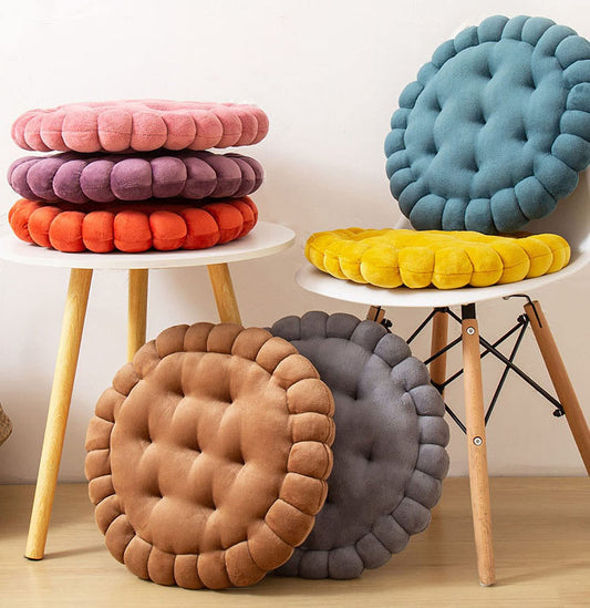 IXITON Biscuit Shaped Meditation Cushion seat Cushion Round Cookie Chair Pad Square Floor Pillow Cushion for Chair Living Room Balcony Office Sofa Yoga 16inch（40cm） (Round, Brown)