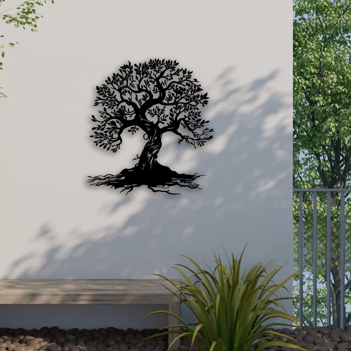 Tree of Life Metal Wall Decor - Room Decor Wall Art Home Decor for Living Room, Bedroom, Office, Garden, Courtyard (Black)