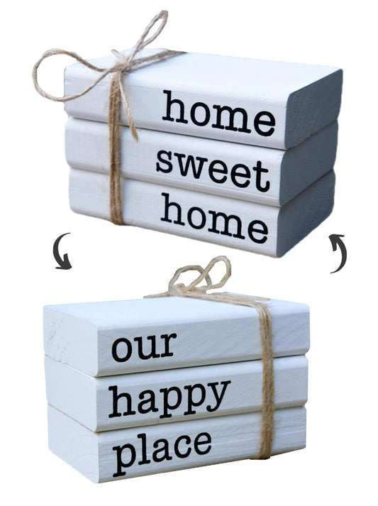 LIVDUCOT Farmhouse Mini White Decorative Books for Tiered Tray Decor - Wooden Book Stack Faux Books for Coffee Table Living Room Decoration - Small Shelf Decor Accent