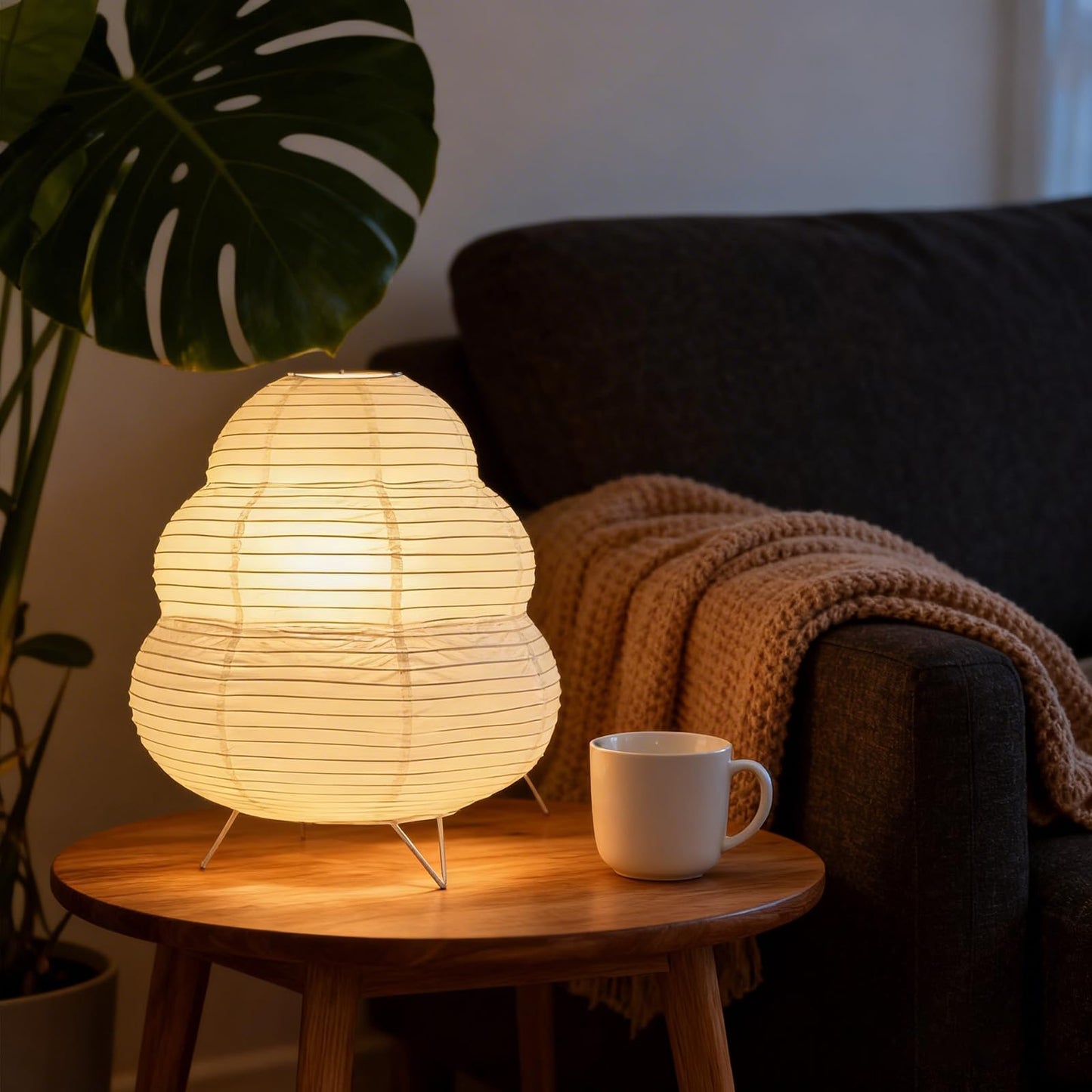 Fosinz Cute Paper Lamp, Ambient Lighting Lamp, Cozy Accent Side Table Lamp, Small Warm Glow Light for Bedroom Living Room Desk (White, 10inch)
