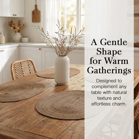 Noctiflorous Woven Oval Braided Placemats Set of 6-12 x 17.5 Inch Washable Non-Slip Heat Resistant Table Mats for Kitchen and Dining（Brown, 6）