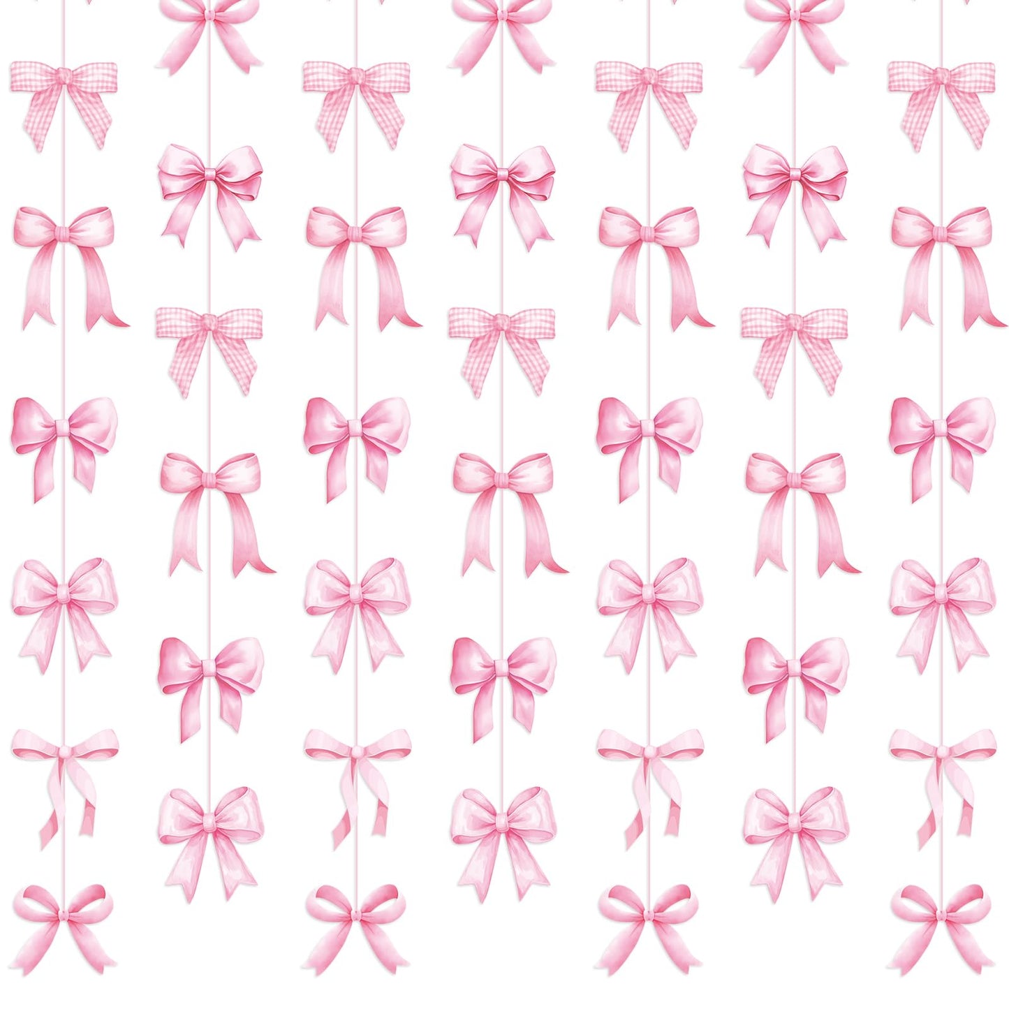 Daifunli 8 PCS Bow Decorations Bow Hanging Banners Garland Banners Paper Cutouts Ribbon Streamers for Birthday Bridal Engagement Bachelorette Wedding Party Decor(Pink)