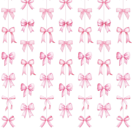 Daifunli 8 PCS Bow Decorations Bow Hanging Banners Garland Banners Paper Cutouts Ribbon Streamers for Birthday Bridal Engagement Bachelorette Wedding Party Decor(Pink)