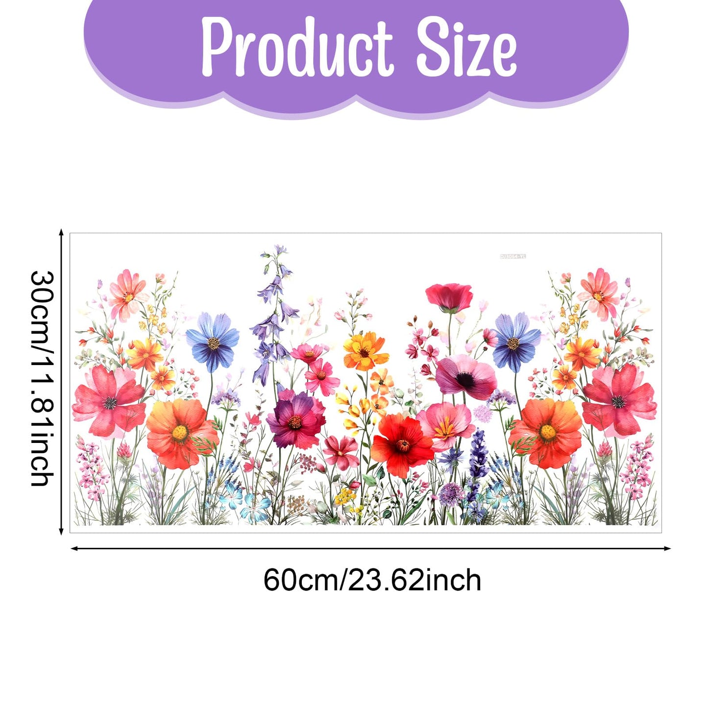 DOPENSPI Flower Window Sticker, Double Sided Wildflower Grass Wall Decals Flower Windows Clings for Glass Windows Cut Freely Floral Window Stickers for Home Office Decor