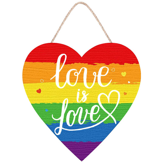 Pride Door Decorations LGBT Rainbow Decor - Love is Love Wall Sign Decorations - Wooden Door Hangers Wreath for Pride Decorations for The Home Party Supplies