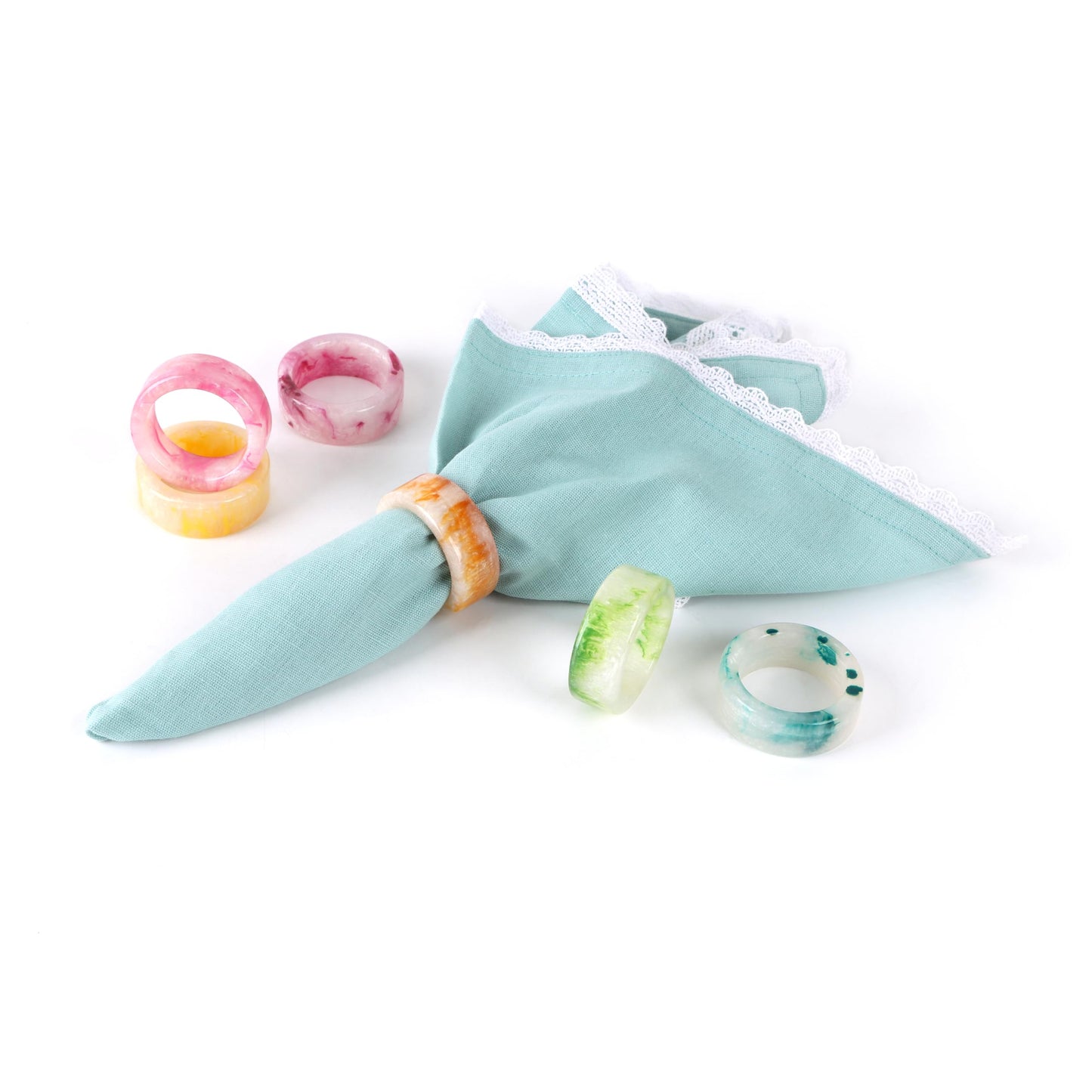 CLEENTABLE Epoxy Resin Napkin Rings Set - 12 Pcs Decorative Pastel Table Holders, 1.5" Dia, Art Deco Style - Ideal for Weddings, Dinner, Parties, Home, Dining, Gifting, Indoor & Outdoor (Multi)