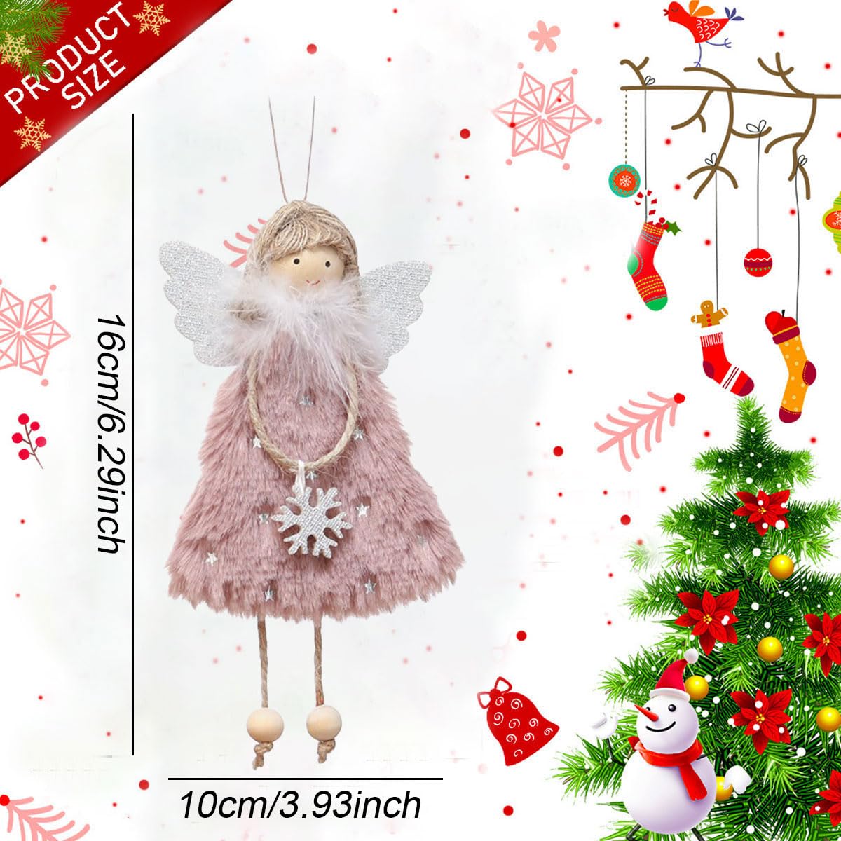 FZBNSRKO 3 Pcs Angel Doll Pendants,Christmas Plush Ornaments Plush Angel Ornaments for Christmas Party New Year,Birthday,Wedding,Valentine's Day Decoration